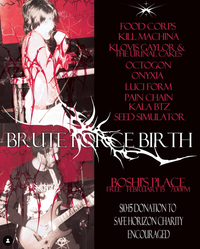 the poster for the "brute force birth album release" event