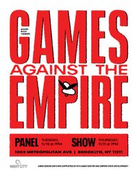 the poster for the "games against the empire - showcase" event